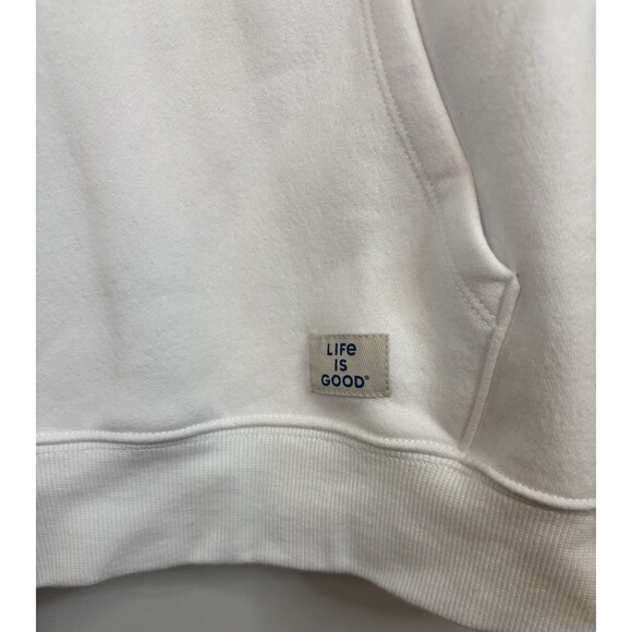 LIFE IS GOOD Women Cloud White Rainbow Heart Hoodie Large Sweatshirt Pullover - Picture 6 of 10